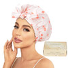 Luvruitaky Shower Cap Luxury Shower Caps for Women Reusable Waterproof Hair Cap for Shower with Adjustable Bowknot Hair