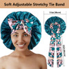 2pcs Large Silky Bonnets with tie Band Braid Bonnet Satin Bonnet for Sleeping Curly Hair F