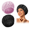 Reusable Shower Cap for Women Large Waterproof Shower Bonnet Washable Elastic Band Bath Accessories Hair Hat for Long Ha
