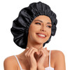 Satin Bonnet Silk Bonnet Hair Bonnet for SleepingSlouchy Beanie Hat Satin Sleep Cap for Womens Natural Curly HairBlack