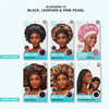 KISS COLORS CARE Glitter Bonnet XL Pink Pearl Gentle Silky Fabric with Elastic Band for Most Hair Types Hypoallergenic O