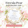 Spongelle Freesia Pear Spongette Loofah Body Scrubber Bath Shower Loofah for Women Body Scrubber Exfoliator with Body Wa