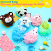 Boao 8 Pieces Kids Bath Loofahs Animal Bath Sponge Cartoon Shower Loofahs Cute Pouf Mesh Body Loofah Colorful Body Scrub