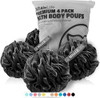 WhaleLife Loofah Bath Sponges Black Gentle Exfoliating Shower Loofah for Rich Lather Durable Mesh Body Scrubber for Men