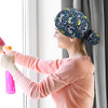 Honoson 6 Pcs Scrub Caps Women Nursing Hats with Buttons Adjustable Bouffant Nurse Hats Ponytail Holder Bouffant TurbanR