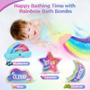 Rainbow Bath Bombs for Kids 4 Pcs Handmade Natural Kid Bath Bombs Easter Gifts for Kids Girls Easter Basket Stuffers Org