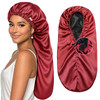 YANIBEST Satin Sleep Bonnet for Natural Hair Extra Double Layer Long Adjustable Silk Hair Bonnet for Braids Locs Curls W