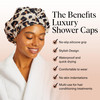 Kitsch Luxury Shower Caps for Women Reusable Waterproof Large Shower Cap for Women and Men Nonslip Quickdry Hair Cap for