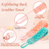 2 Pack Exfoliating Back Scrubber Double Sided Exfoliating Cloth with Strap Long Body Scrub Sponge Shower Loofah with Han