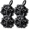 Yoget Bath Loofah Sponge 4 Pack Black 60G Shower Mesh Ball Soft Pouf Body Scrubber Exfoliate Cleanse Soothe Skin Black L