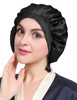 LILYSILK 100 Mulberry Silk Bonnet 19 Momme Silk Night Sleep Cap Adjustable Hair Wrap for Sleeping Black