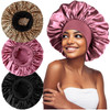3PCS Extra Large Satin Bonnets for Sleeping Hair Bonnets for Black Women Braids Curly Hair C