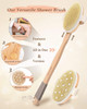 Dry Brushing Body Brush POPCHOSE Body Scrubber for Men Women Back Scrubber for Shower Natural Bristle Exfoliator Scrubbe