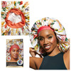 KISS COLORS CARE Reversible Hair Bonnet Super Jumbo Floral Design Luxurious Satin Breathable Material for Hair Protectio