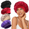 4Pcs Satin Bonnet Silk Bonnet Hair Bonnet for Sleeping Elastic Wide Band Silk Sleep Cap Soft and Breathable Black Red Pu