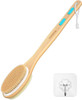 Metene Shower Brush with Soft and Stiff Bristles Bath DualSided Long Handle Back Scrubber Body Exfoliator for Wet or Dry