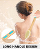 Metene Shower Brush with Soft and Stiff Bristles Bath DualSided Long Handle Back Scrubber Body Exfoliator for Wet or Dry