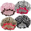 TCOTBE 4 Pieces Shower Cap for Women Elastic and Reusable Environmental Protection Hair Bath Caps Double Waterproof Laye