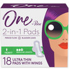 One by Poise Feminine Pads with Wings 2in1 Period Bladder Leakage Pad for Women Regular Heavy Absorbency for Period Flow