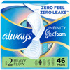 Always Infinity Feminine Pads for Women Flexfoam Pads with Wings Size 2 Heavy Absorbency Unscented 46 Count