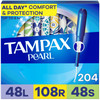 Tampax Pearl Plastic Tampons for Women Multipack with LeakGuard Braid LightRegularSuper Absorbency Unscented 204 Count 6