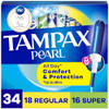 Tampax Pearl Tampons for Women Multipack with LeakGuard Braid RegularSuper Absorbency Unscented 34 Count