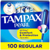 Tampax Pearl Tampons Regular Absorbency with Leakguard Braid Unscented 50 Count x 2 Packs 100 Count Total Packaging May