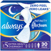 Always Infinity Feminine Pads for Women Flexfoam Pads with Wings Size 5 Extra Heavy Overnight Absorbency Unscented 30 Co