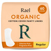 Rael Panty Liners for Women Organic Cotton Cover Regular Pantiliners Light Absorbency Unscented Chlorine Free Regular 60