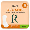 Rael Panty Liners for Women Organic Cotton Cover Long Pantiliners Light Absorbency Unscented Chlorine Free Long 36 Count