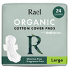 Rael Pads for Women Organic Cotton Cover Period Pads with Wings Feminine Care Sanitary Napkins Heavy Absorbency Unscente