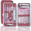 Manicure Kit Nail Clippers Set Professional Pedicure Stainless Steel Black 18 Pieces Grooming Care Set Scissors Cutter E