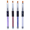 Ycyan 4Pcs UV Gel Nail Brush Set Rhinestone Handle Gel Polish Nail Art Design Brushes Nail Ombre Brush Professional Nail