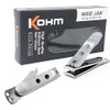 Kohm Curved Blade Edge Nail Clipper with Nail File Swing Out SS Wide Jaw Toenail Clippers for Thick Nails Large Nail Cli