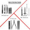 Keiby Citom Professional Stainless Steel Nail Clipper Travel Grooming Kit Nail Tools Manicure Pedicure Set of 15pcs with