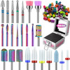 25Pcs Nail Drill Bits Set 332 Tungsten Carbide Ceramic Diamond Cuticle Safety Professional Drill Bits Nail Tech with Pin