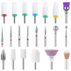MelodySusie 21pcs Nail Drill Bit Set Professional 332 Ceramic Diamond Carbide Acrylic Gel Nail Art Tool Kit Cuticle Remo