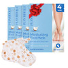 PLANTIFIQUE Korean Foot Mask with Shea Butter 4 Pairs box for Dry Cracked Feet Hydrating Socks for Soft Heels Intense Mo