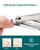 Nail Clipper with Catcher Slanted Edge Nail Cutting Clippers Stainless Steel Fingernail Cutter Trim with File for Men an