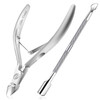 Cuticle Nipper with Cuticle PusherProfessional Grade Stainless Steel Cuticle Remover CutterDurable Manicure and Pedicure