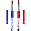 Ycyan 2Pcs Oval Flat UV Gel Nail Brush Set Rhinestone Handle Professional Nail Art Design Brushes Multicolored Size 8