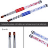 Ycyan 2Pcs Oval Flat UV Gel Nail Brush Set Rhinestone Handle Professional Nail Art Design Brushes Multicolored Size 8