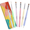 Nail Art Brushes Set Lofuanna 6Pcs Nail Tips Art Design Tools with Poly Extension Gel Brush Nail Polish Brush Carved Bru