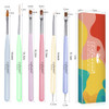 Nail Art Brushes Set Lofuanna 6Pcs Nail Tips Art Design Tools with Poly Extension Gel Brush Nail Polish Brush Carved Bru
