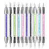 SILPECWEE 10 Pieces Dual Tipped Silicone Nail Tools Nail Art Sculpture Pen Rhinestone Nail Polish Carving Pen Acrylic Na