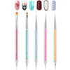 TEOYALL DoubleEnded Nail Art Brushes 5 PCS Nail Design Tools Kit Including Nail Liner Brush and Nail Dotting Pens for UV
