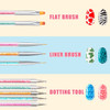 TEOYALL DoubleEnded Nail Art Brushes 5 PCS Nail Design Tools Kit Including Nail Liner Brush and Nail Dotting Pens for UV