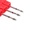MZCMSL 3pcs Flame Shape Diamond Cuticle Clean Bits 332 Shank Dry Manicure Drill Bits