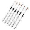 WOKOTO 6pcsSET Nail Brushes Silver Metal Handle Nail Art Builder Crystal Carve Brush Design For 3D Pattern Design Nail A