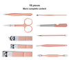 Manicure Set Travel Mini Nail Clippers Kit Pedicure Care Tools 10pcs Stainless Steel Grooming kit Pink